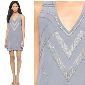 RAMY BROOK Silver Silk Holiday Party Dress Midi